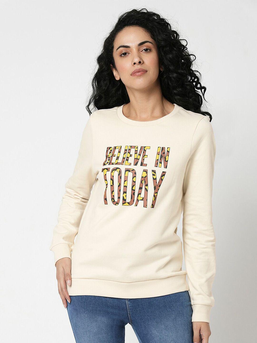 vero moda typography printed pure cotton sweatshirt