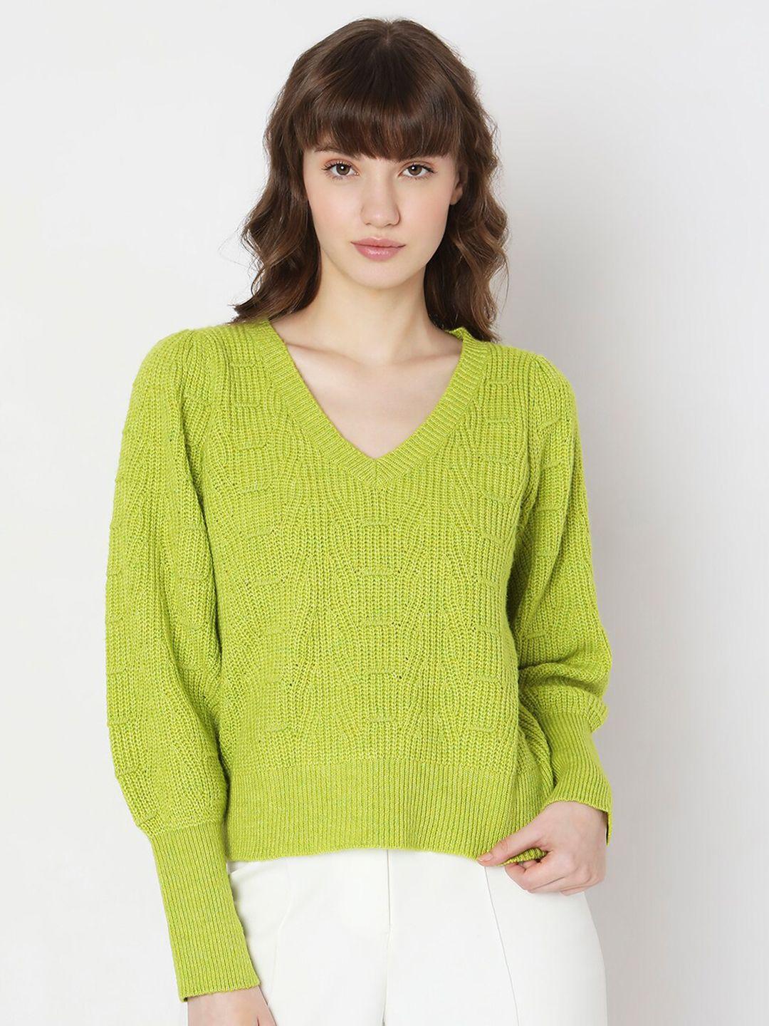 vero moda v-neck knitted ribbed pullover