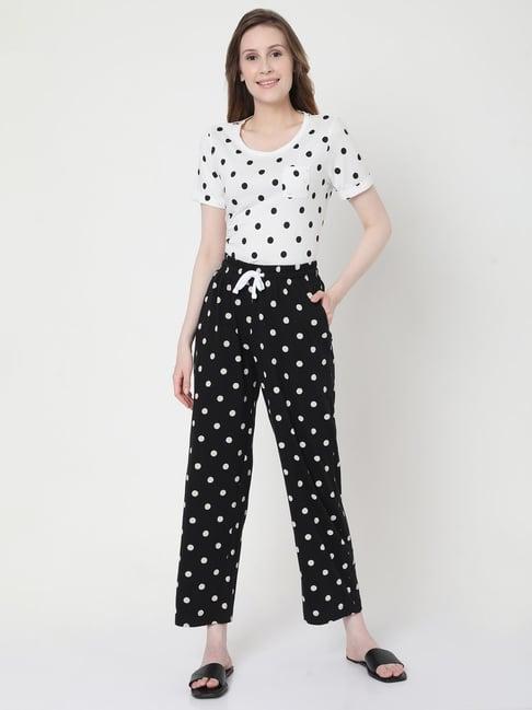 vero moda white & black polka dot t-shirt with pyjamas