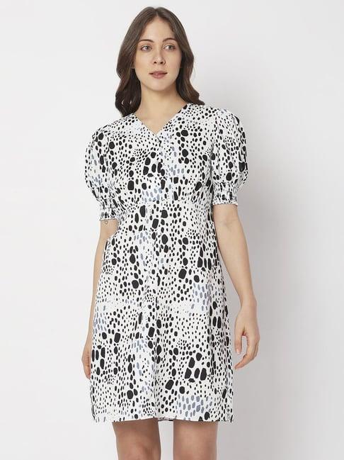 vero moda white printed a-line dress