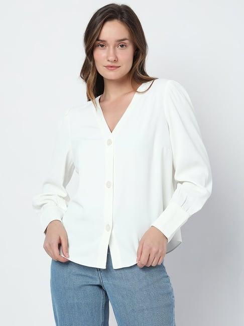 vero moda white slim fit shirt