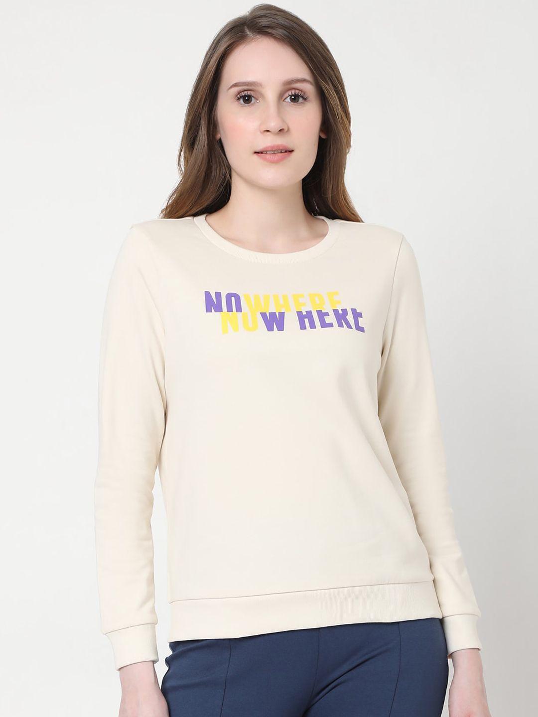 vero moda women beige printed sweatshirt