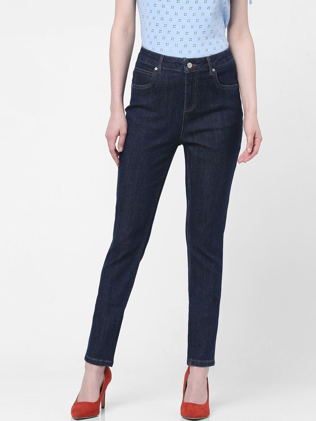 vero moda women blue skinny fit high-rise jeans