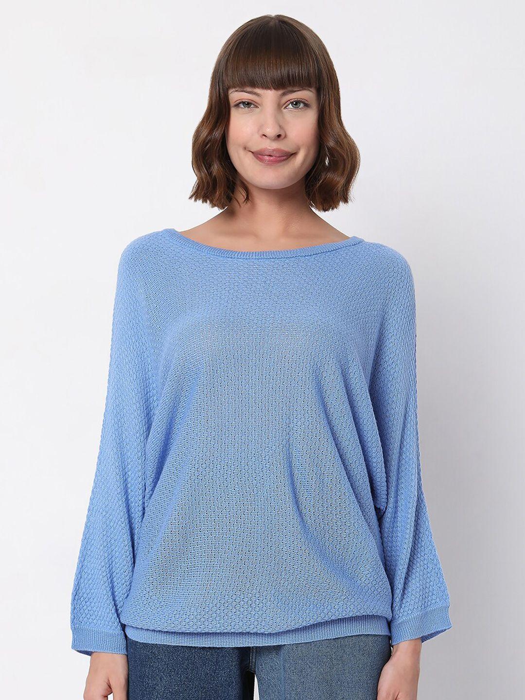 vero moda women blue solid sweater