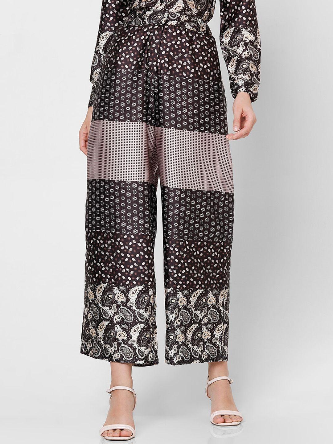vero moda women geometric printed high-rise culottes trousers