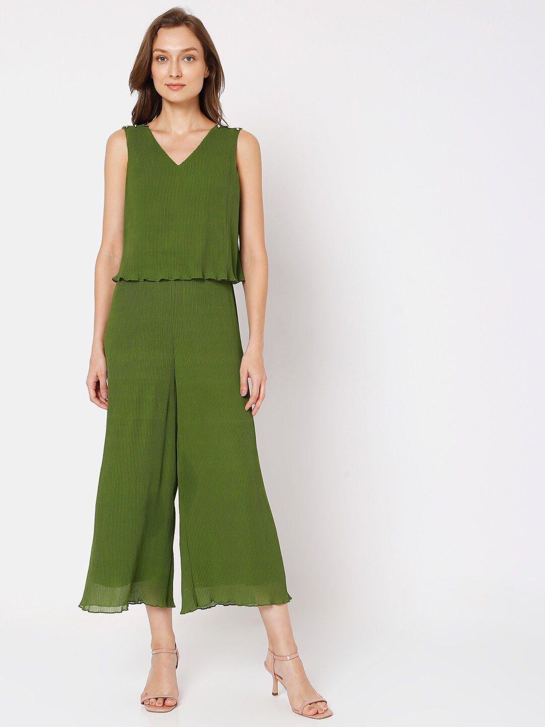 vero moda women green capri jumpsuit