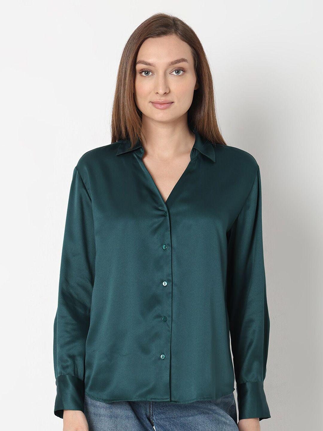 vero moda women green casual shirt