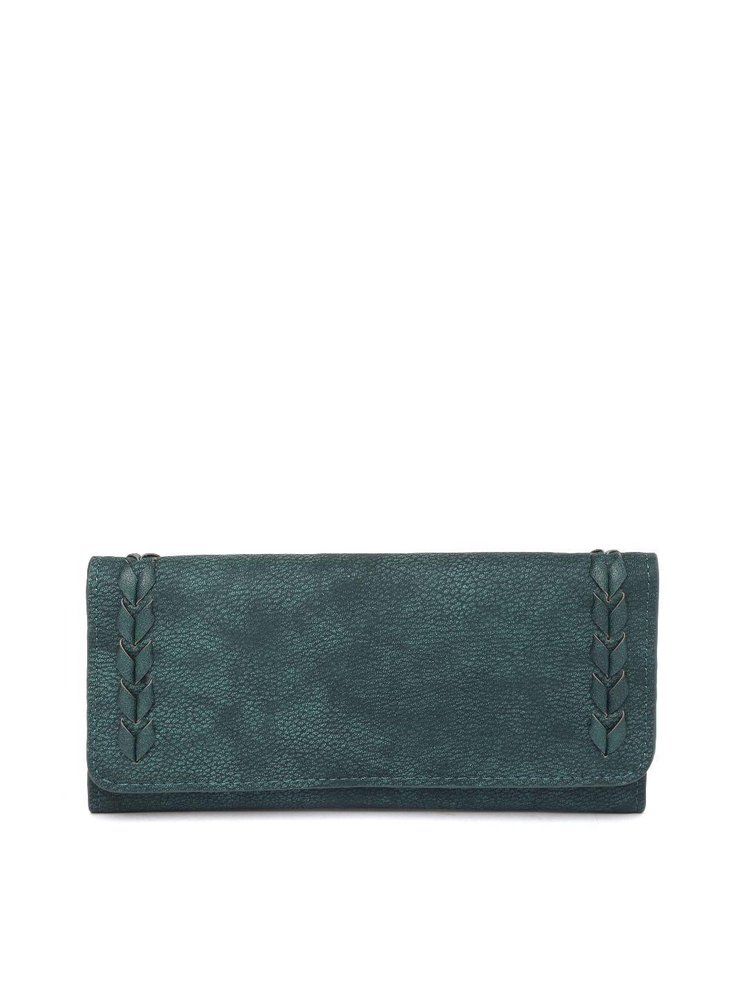 vero moda women green solid three fold wallet