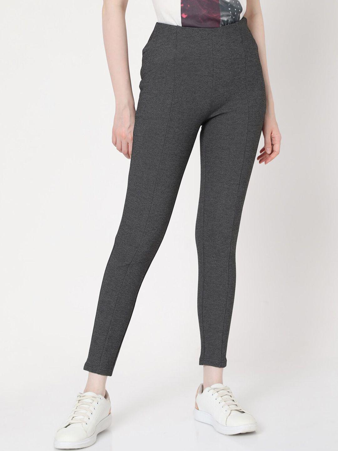 vero moda women grey solid leggings
