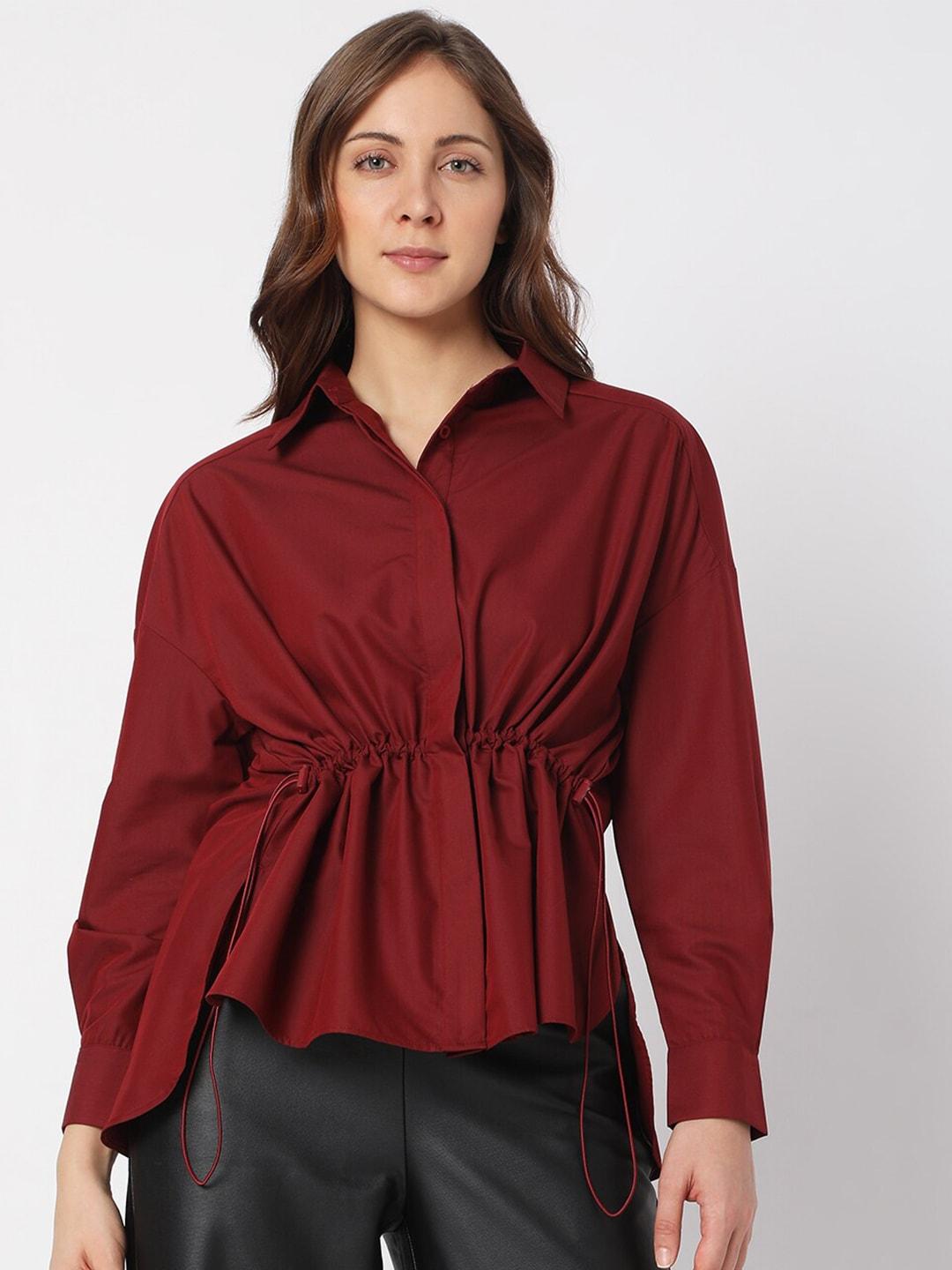 vero moda women maroon casual shirt