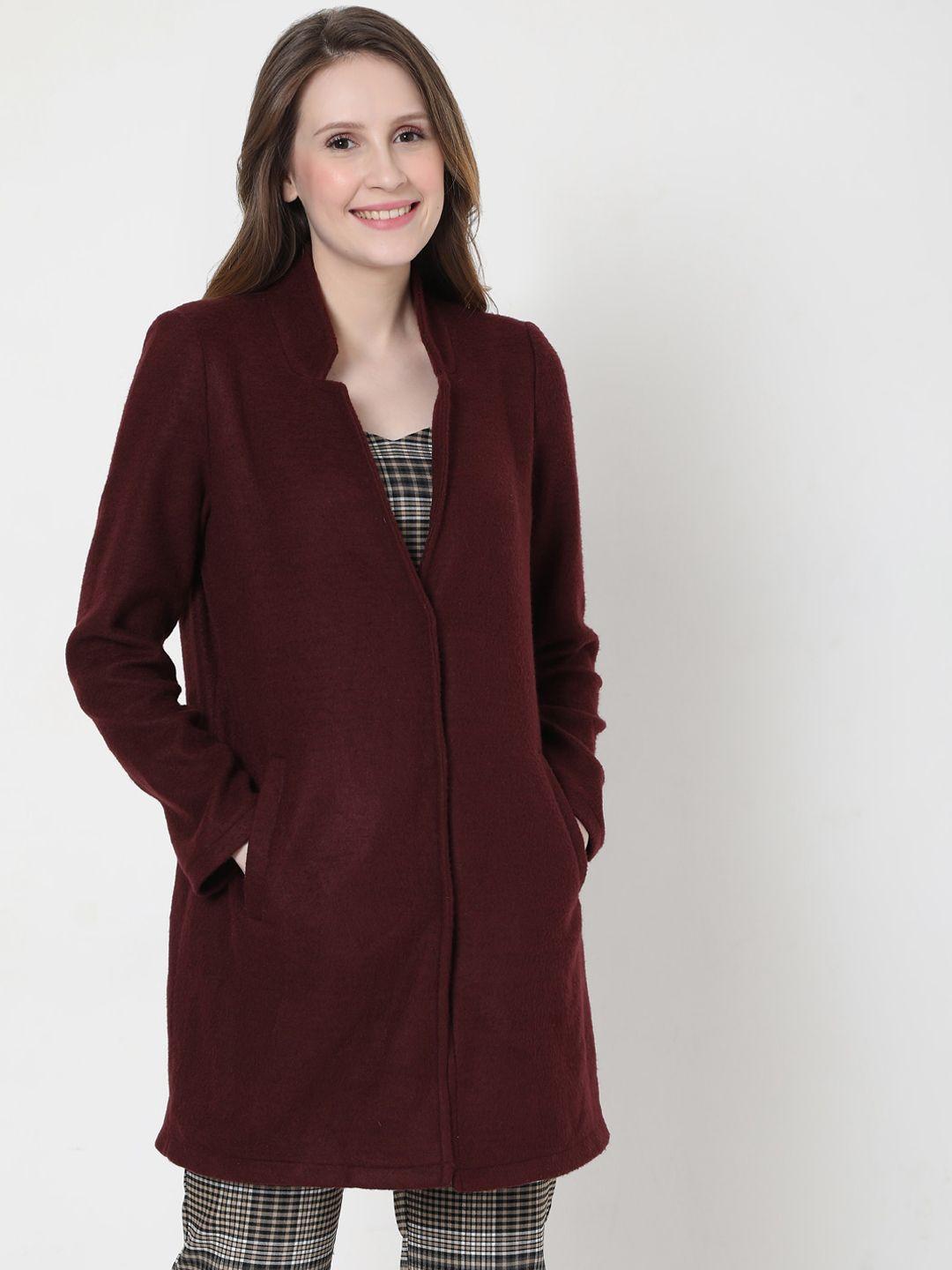 vero moda women maroon solid longline tailored jacket
