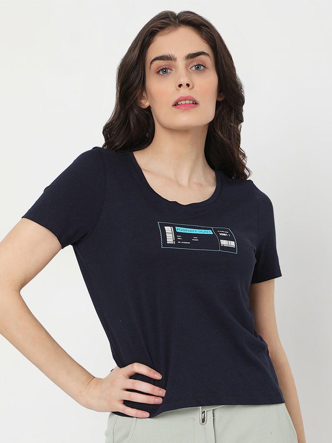 vero moda women navy blue t-shirt