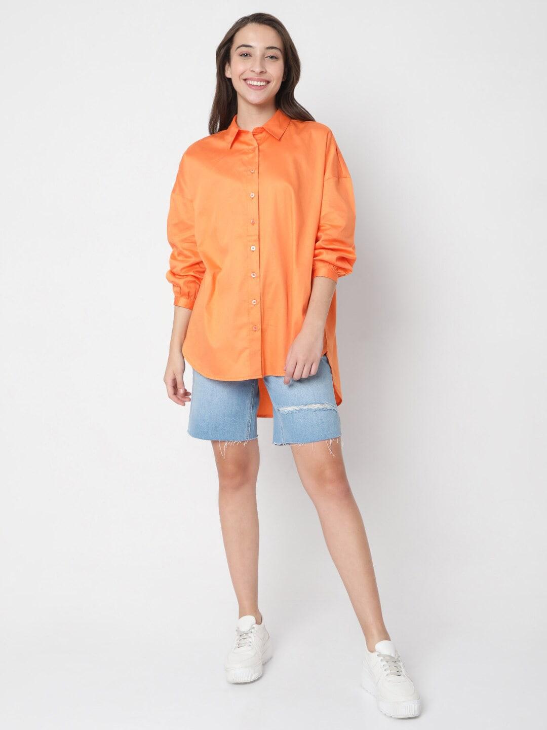 vero moda women orange casual shirt
