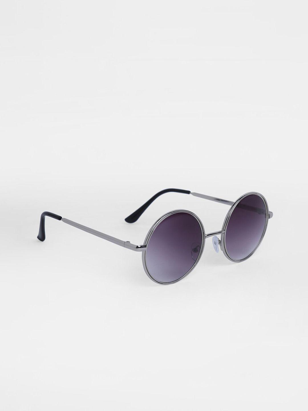 vero moda women purple lens & silver-toned round sunglasses