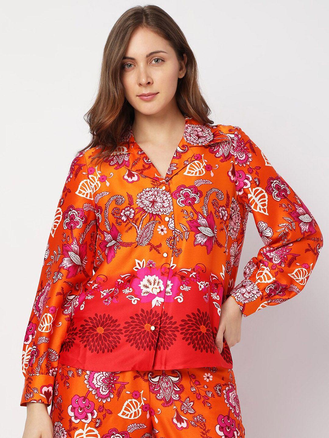 vero moda women slim fit floral printed casual shirt