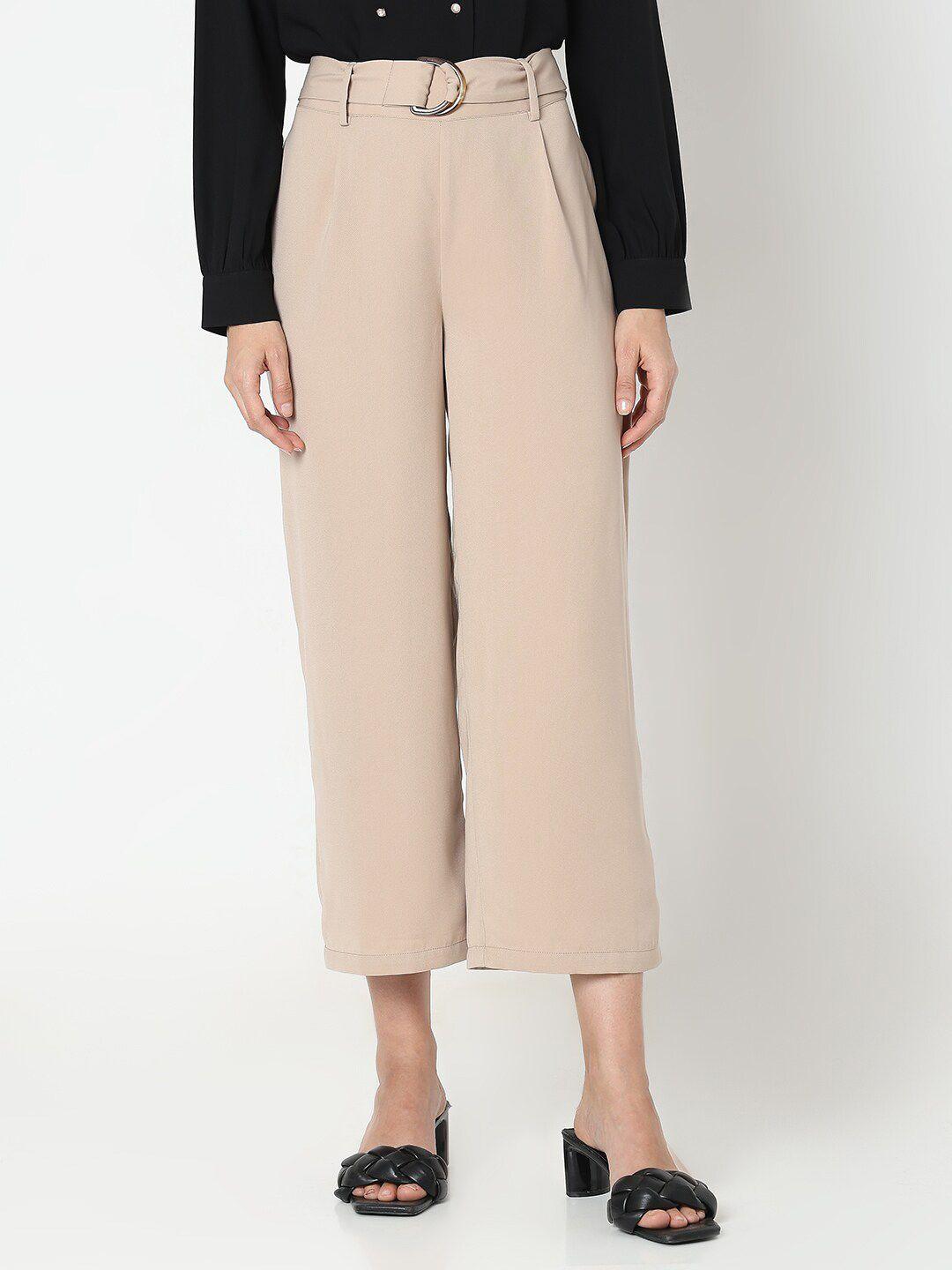 vero moda women straight fit cropped pleated trouser