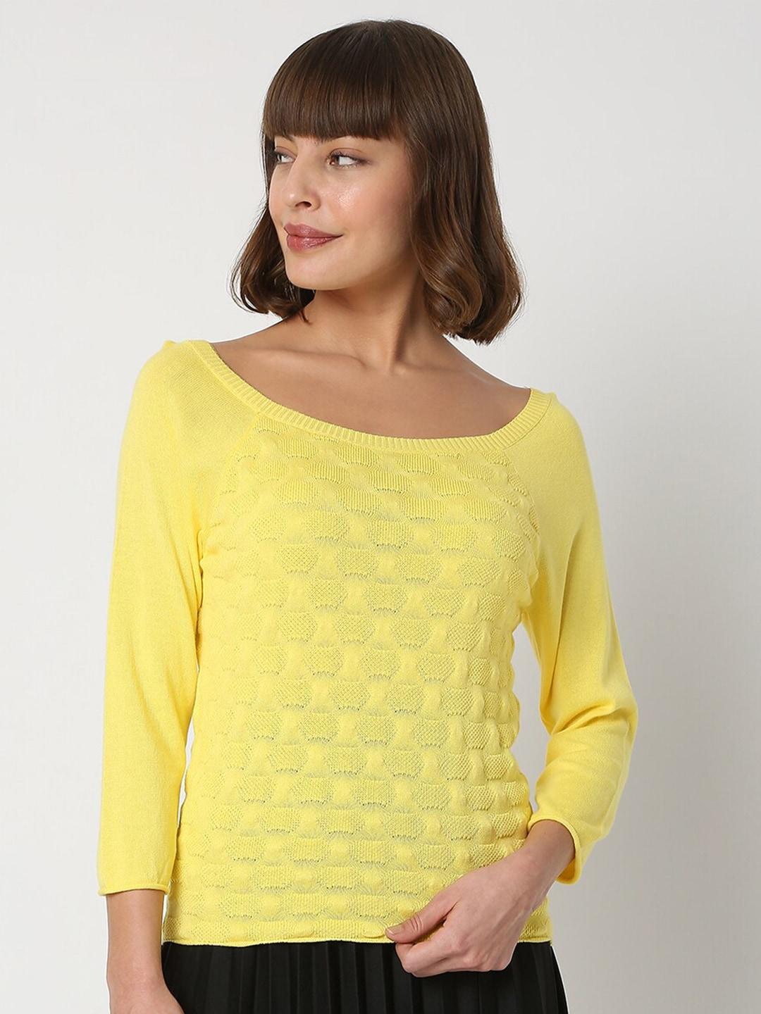 vero moda women yellow printed pullover