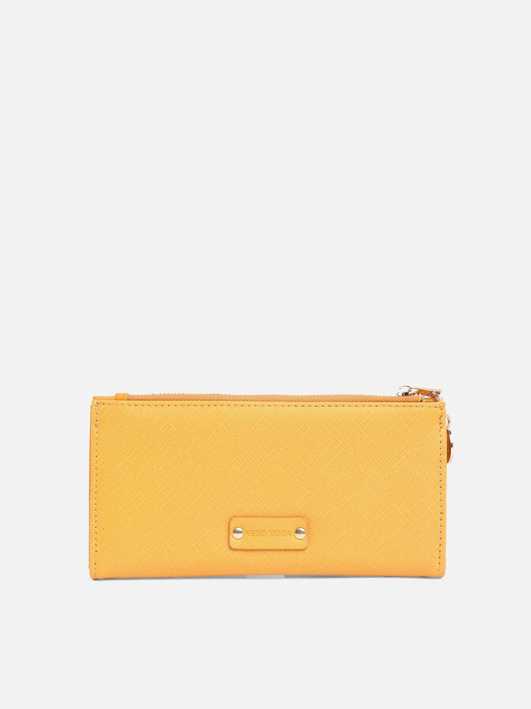 vero moda women yellow pu two fold wallet