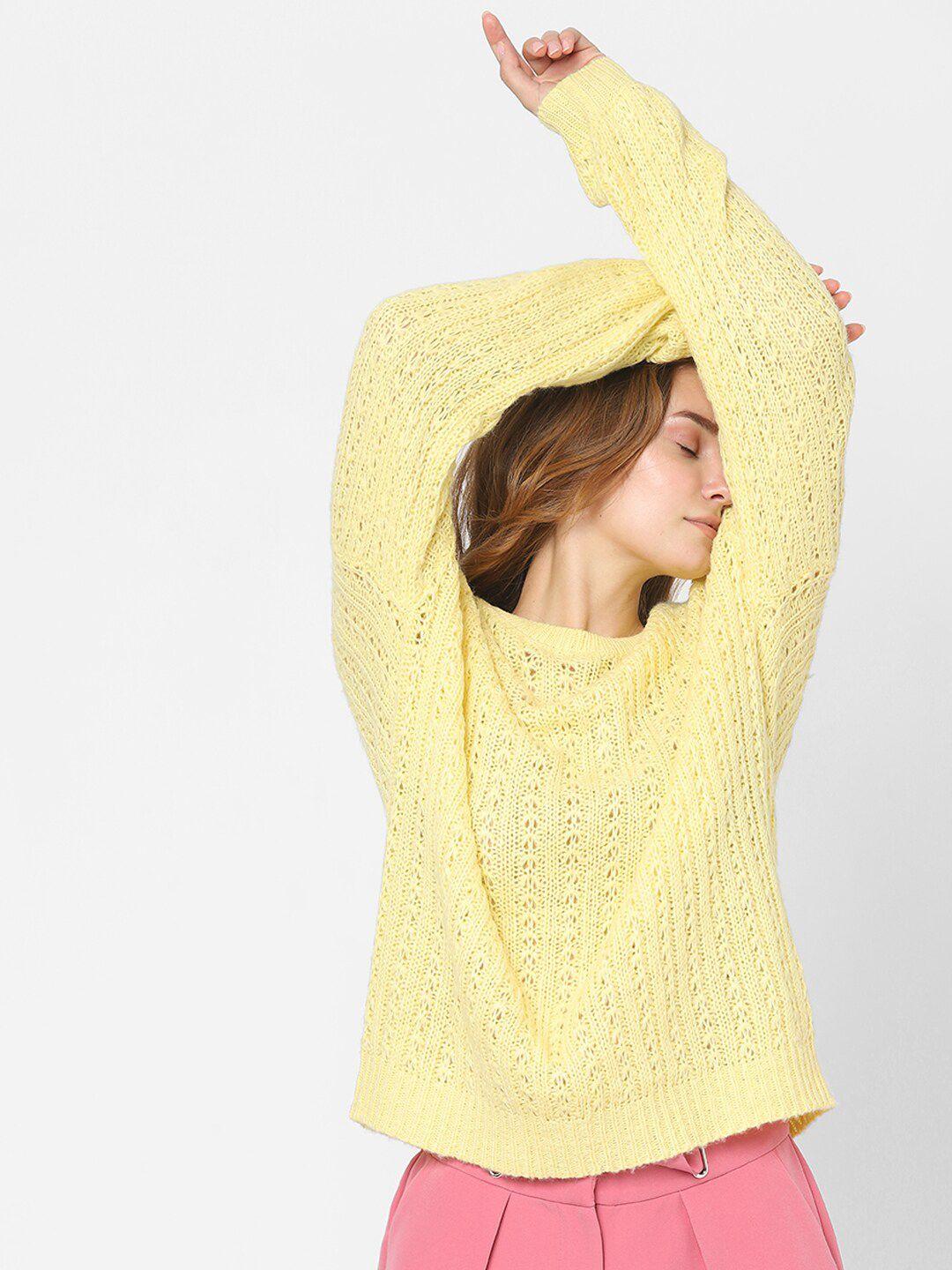 vero moda women yellow pullover