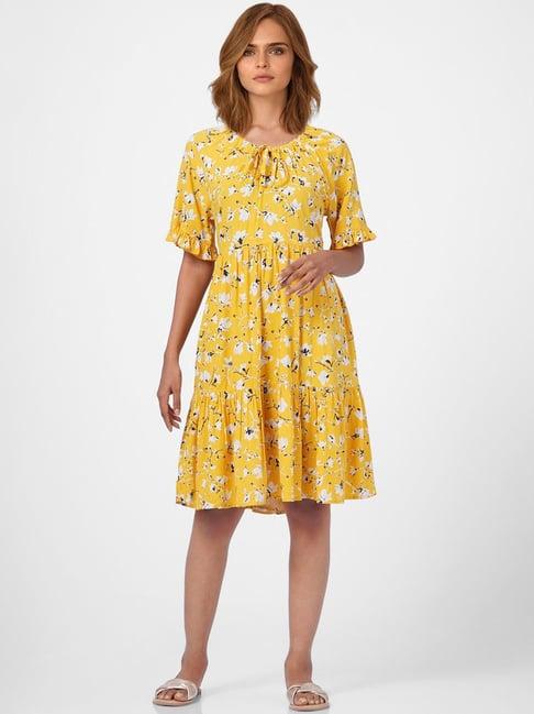 vero moda yellow & white floral print dress