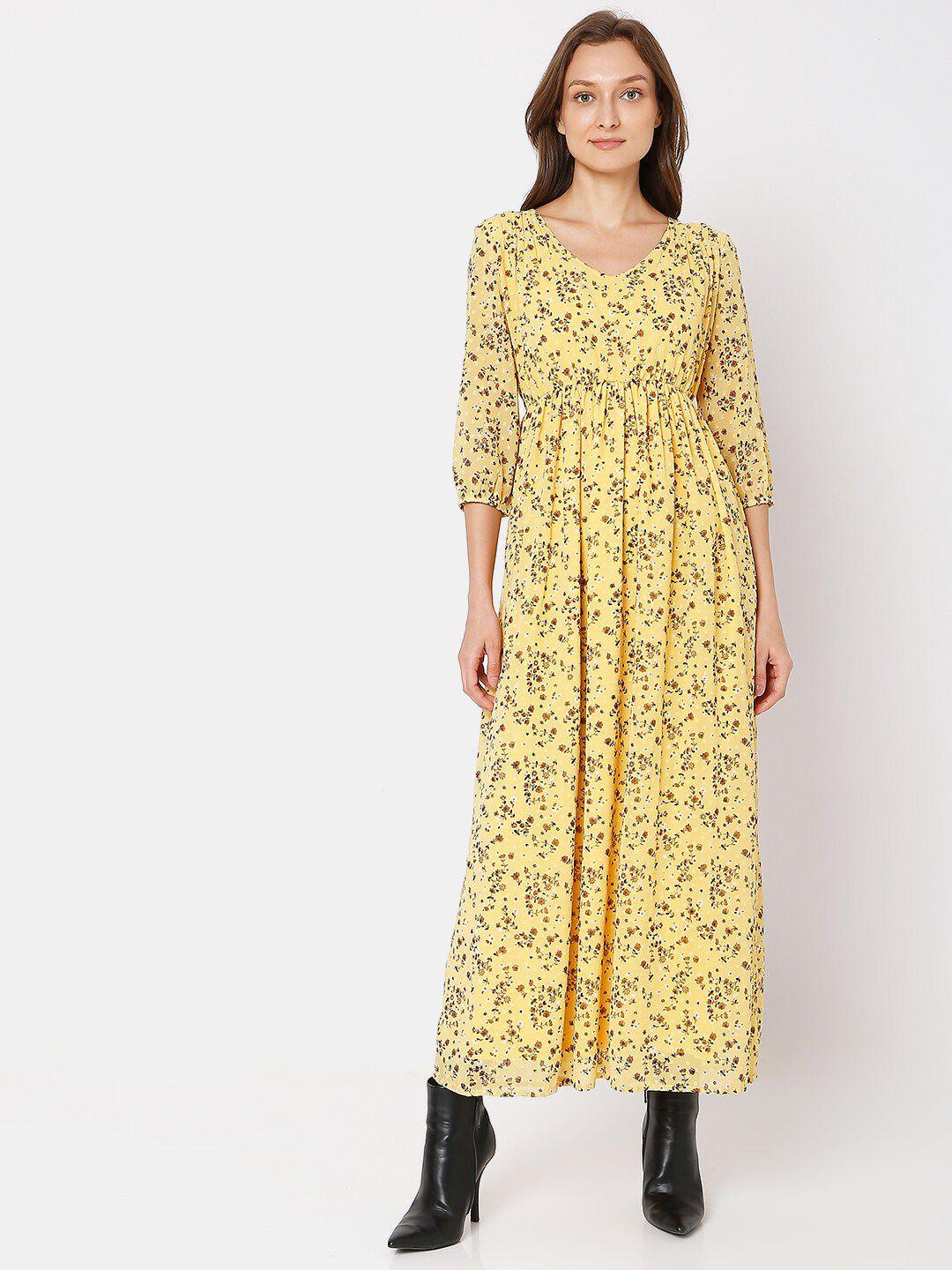 vero-moda-yellow-floral-midi-dress