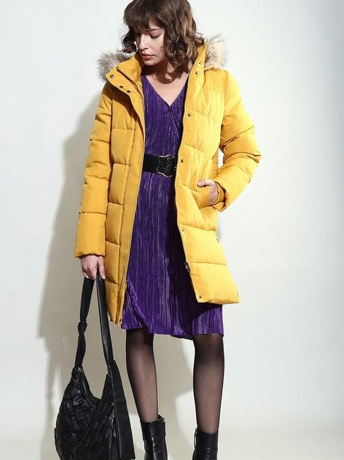 vero moda yellow regular fit puffer coat