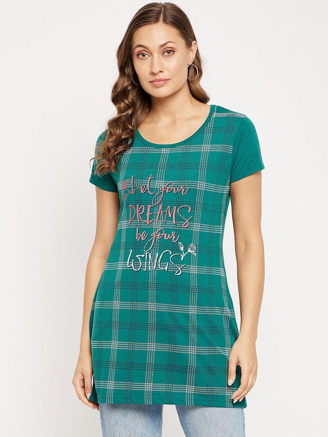 vero amore checked cotton longline t-shirt