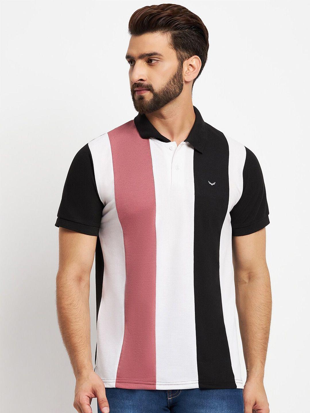 vero amore colourblocked polo collar cotton t-shirt