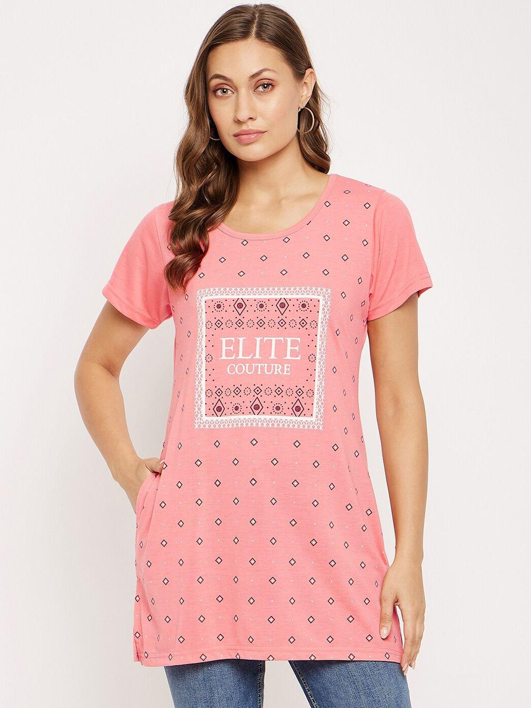 vero amore geometric printed longline cotton t-shirt