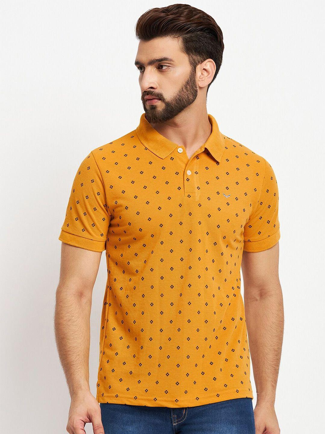 vero amore men printed cotton polo collar t-shirt