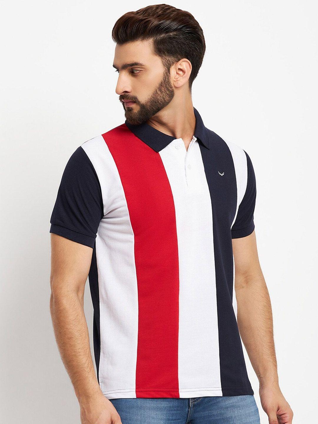 vero amore striped polo collar cotton t-shirt