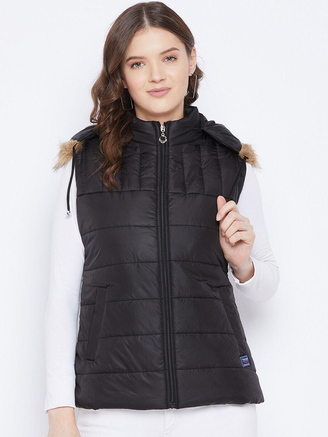 vero amore women black hooded insulator parka jacket