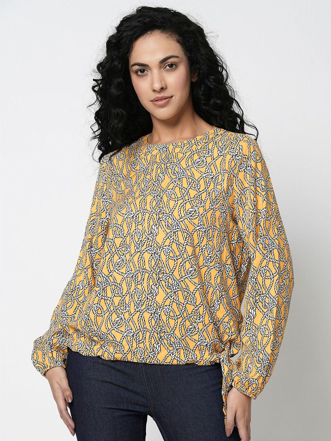 vero moda abstract printed bishop sleeves regular top