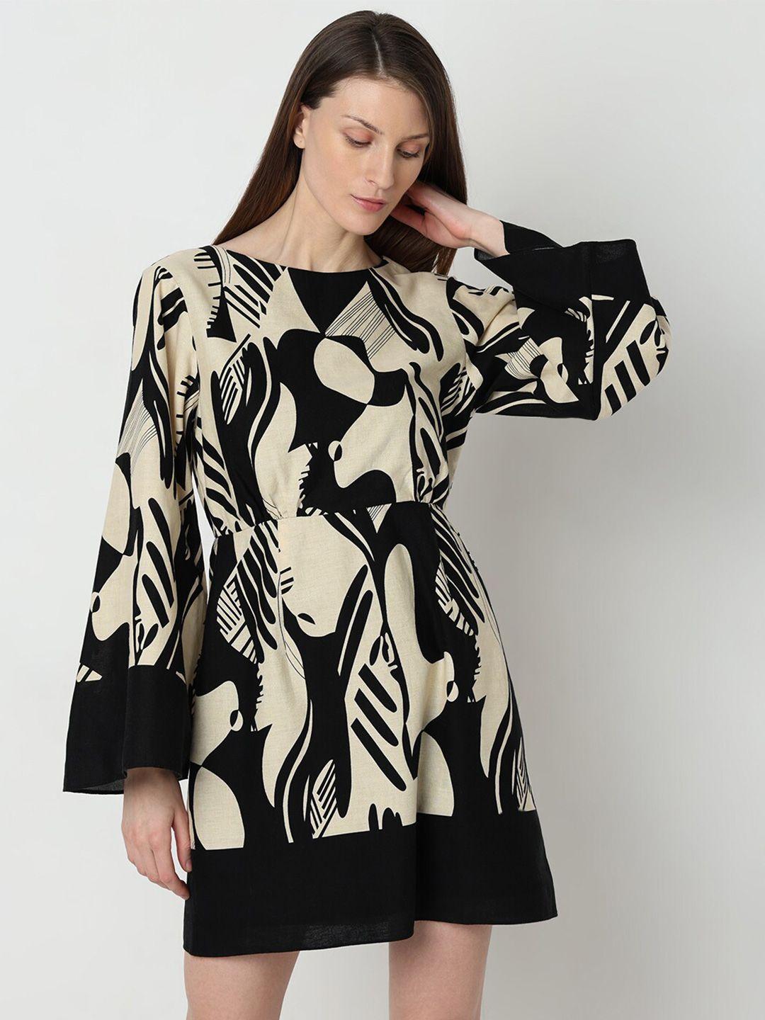 vero moda abstract printed cotton a-line dress