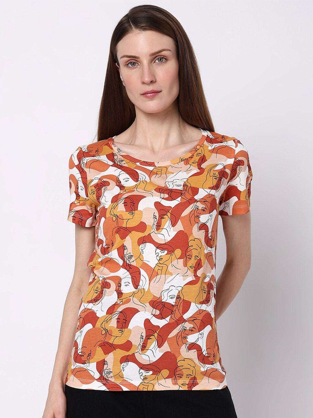 vero moda abstract printed cotton t-shirt