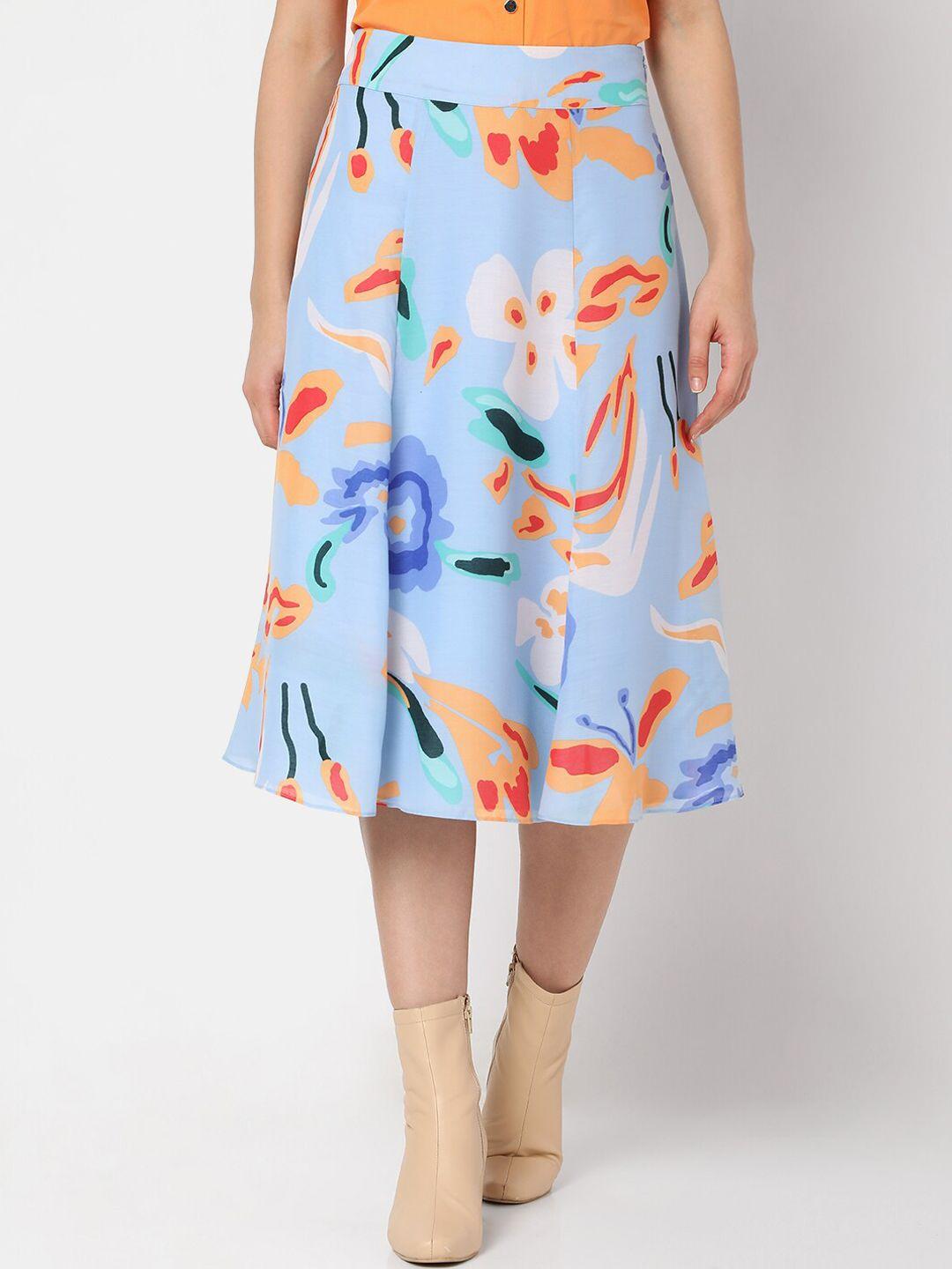 vero moda abstract printed flared midi skirt