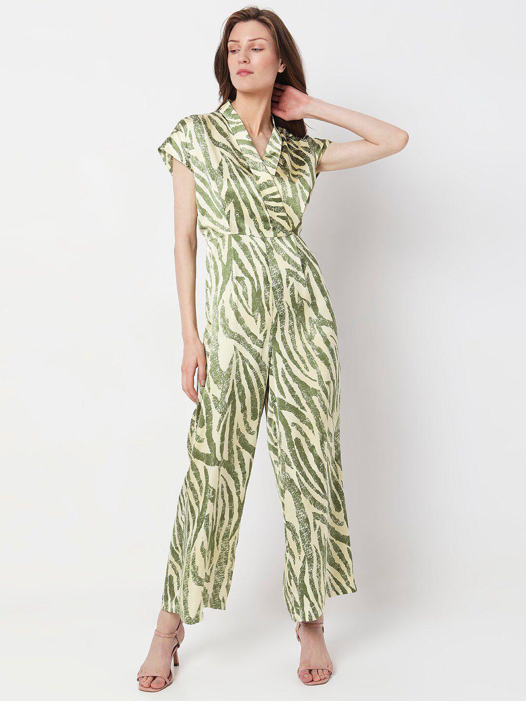 vero moda abstract printed shawl neck basic jumpsuit