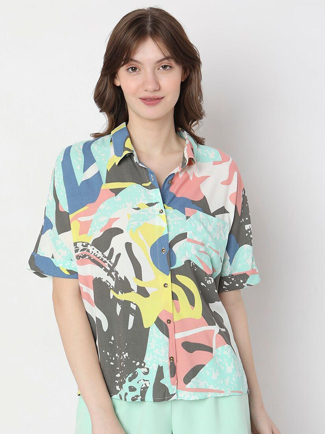 vero moda abstract printed slim fit shirt