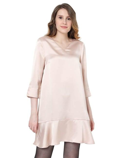 vero moda beige regular fit dress