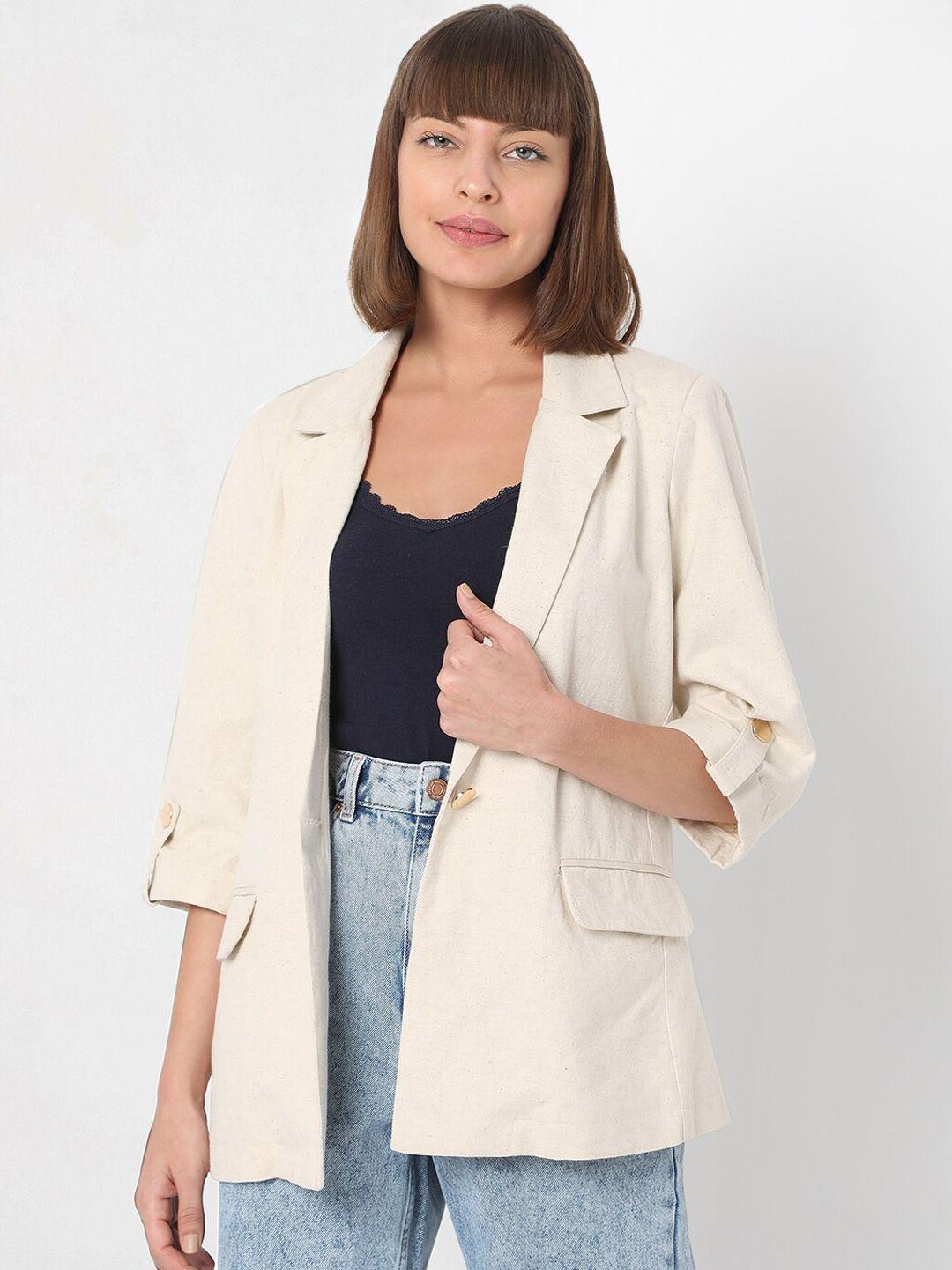 vero moda beige single- breasted blazer