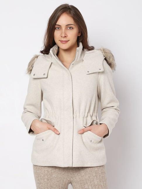 vero moda beige textured parka jacket