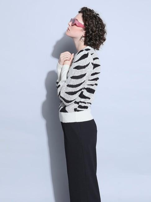 vero moda black & white printed pullover