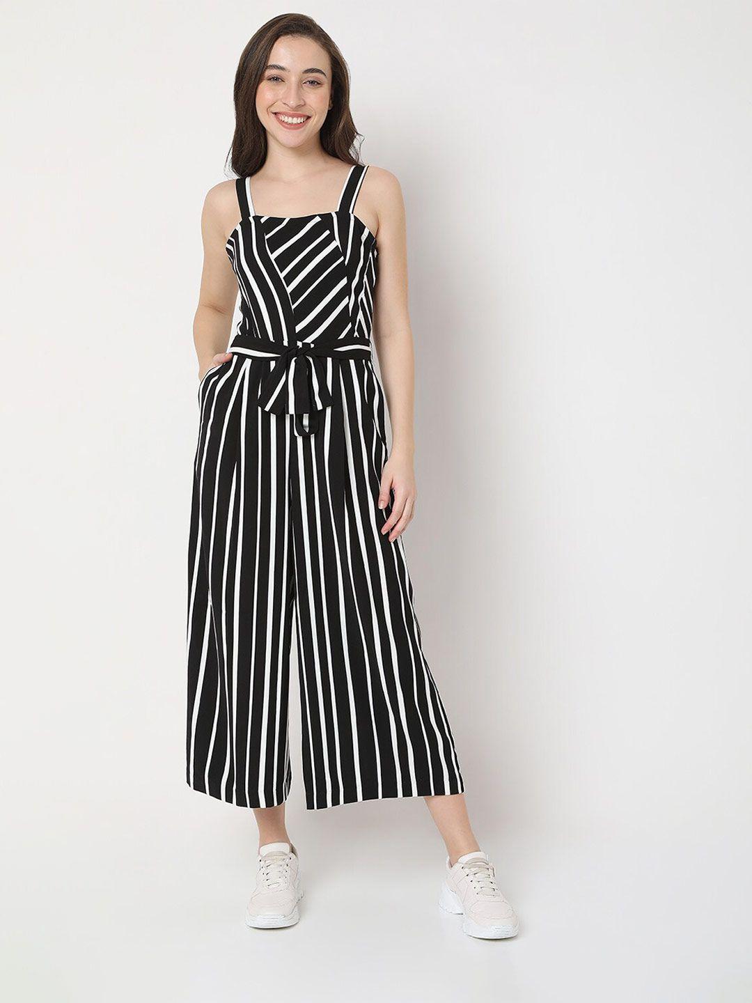 vero moda black & white striped basic jumpsuit