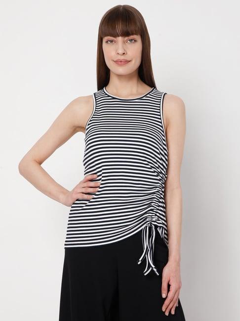 vero moda black & white striped top