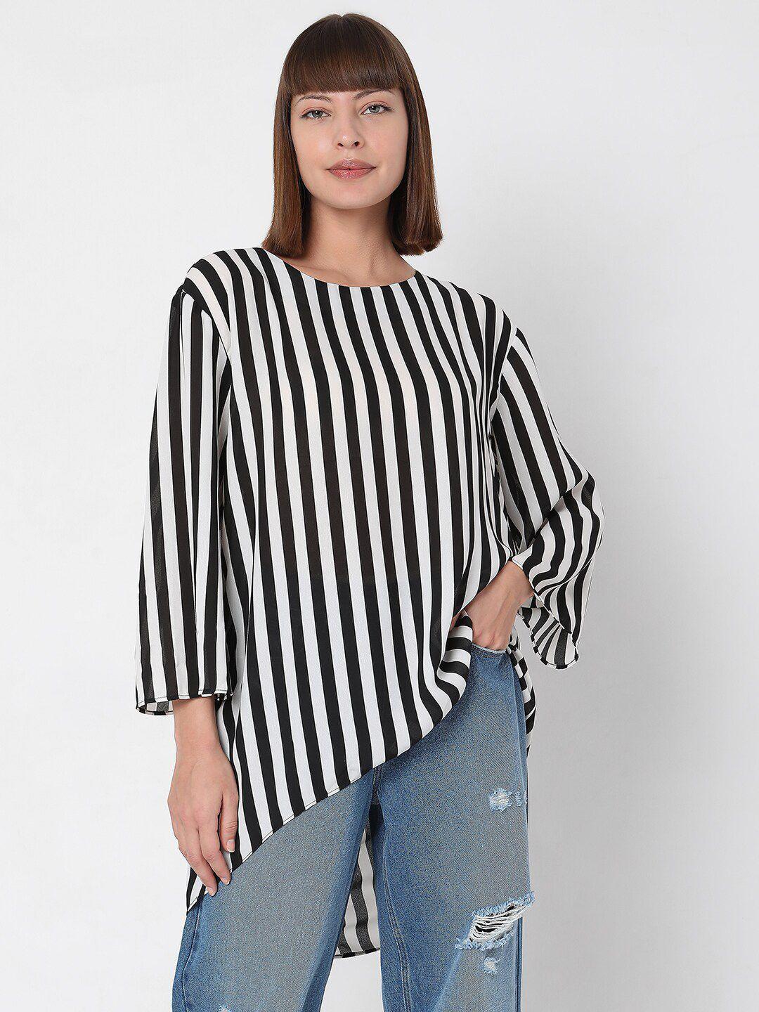 vero moda black & white vertical striped longline top
