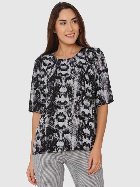 vero moda black animal print top