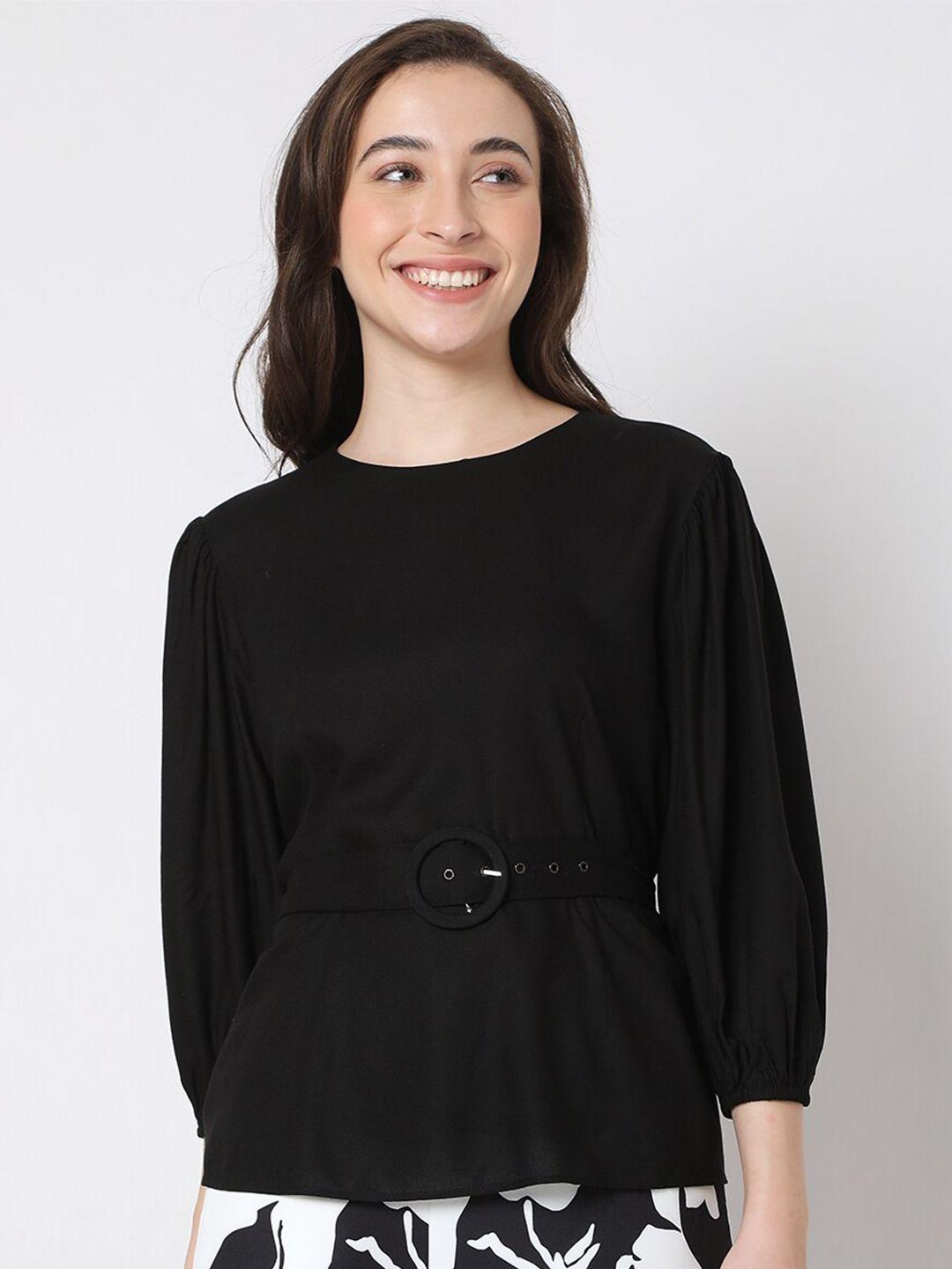 vero moda black cinched waist top