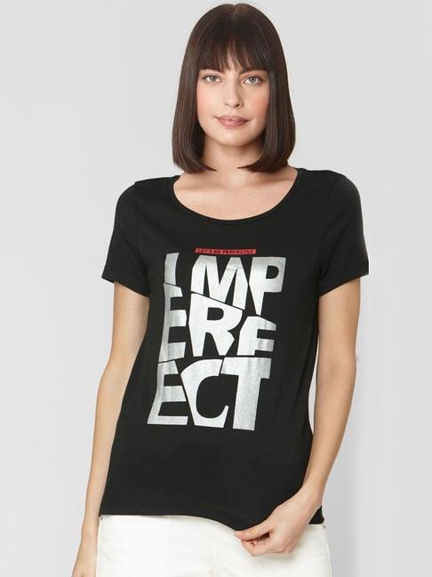 vero moda black cotton printed top