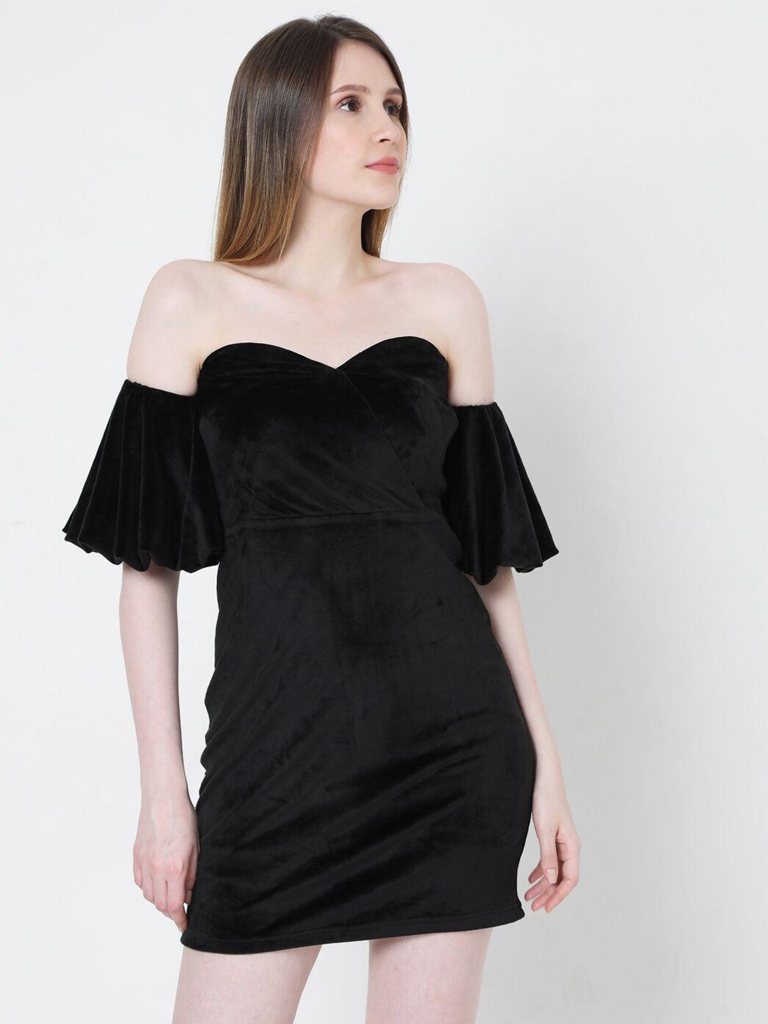 vero moda black off-shoulder bodycon dress