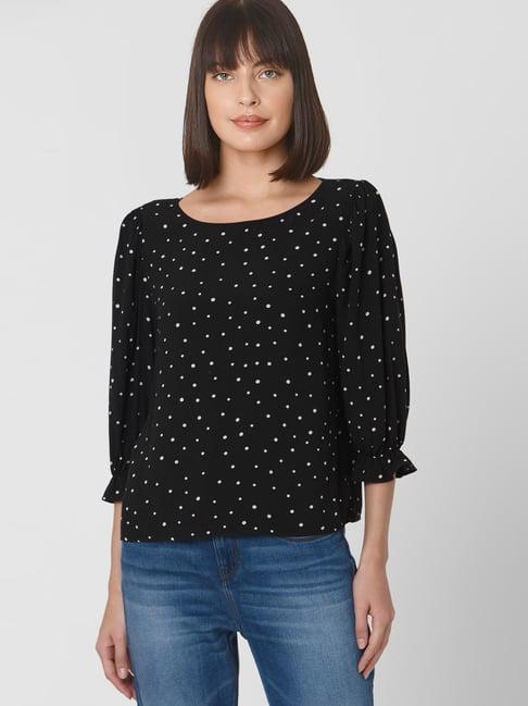 vero moda black polka dots top